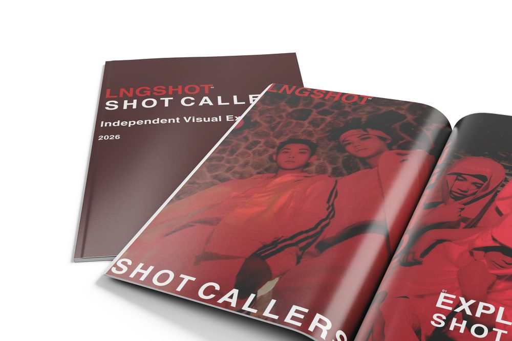Editorial magazine mockup showing the Shot Callers cover and spread in red tones